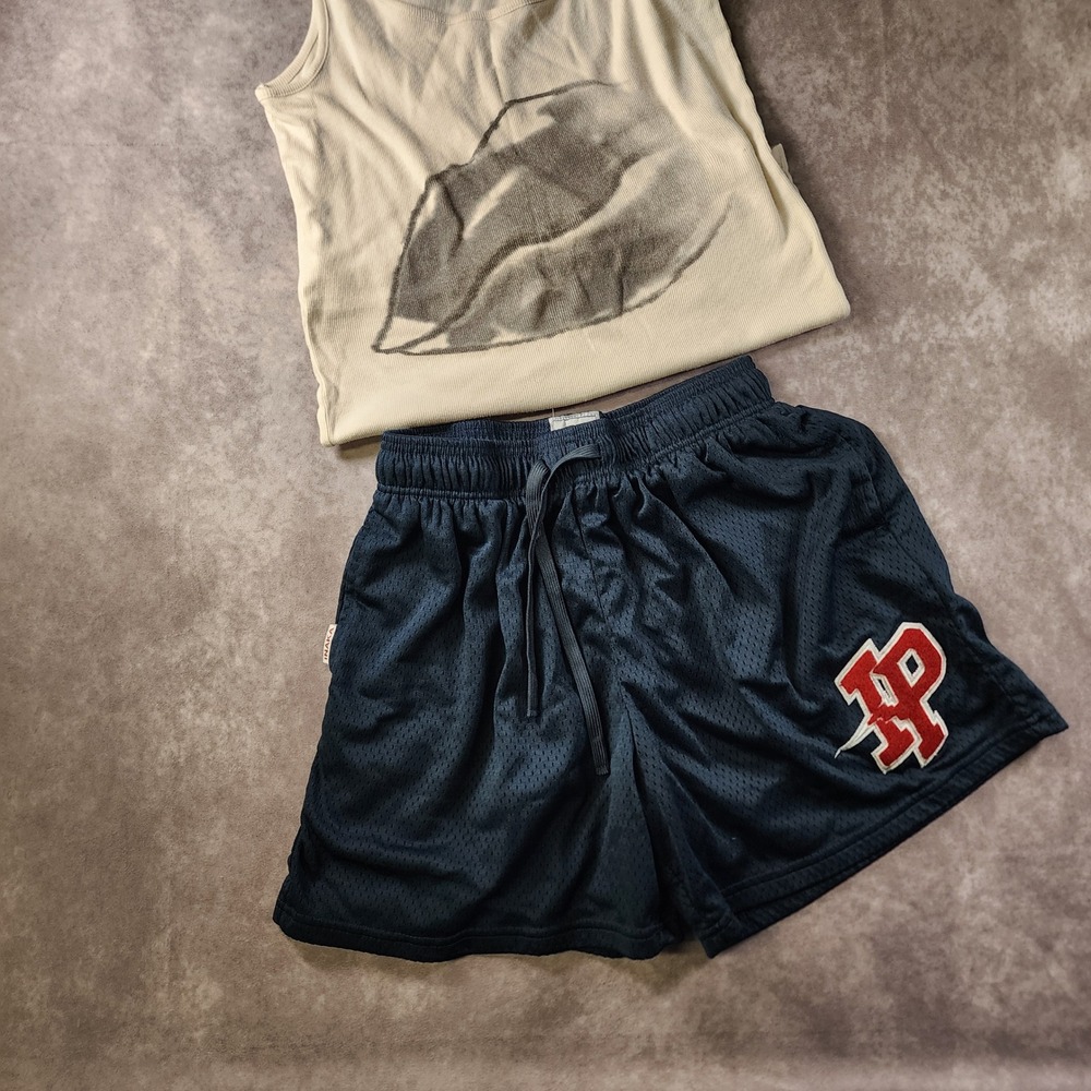 Inaka Power Mesh Shorts Size L Navy Blue Athletic Gym Training Embroidered Logo
